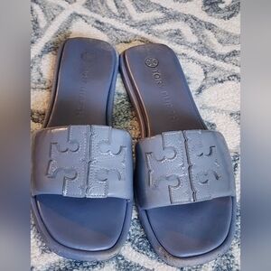 Tory Burch Double T Sport Slide Sandal Dark Lotus Size 10